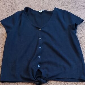 J. Crew Navy Short-Sleeve Knit Top